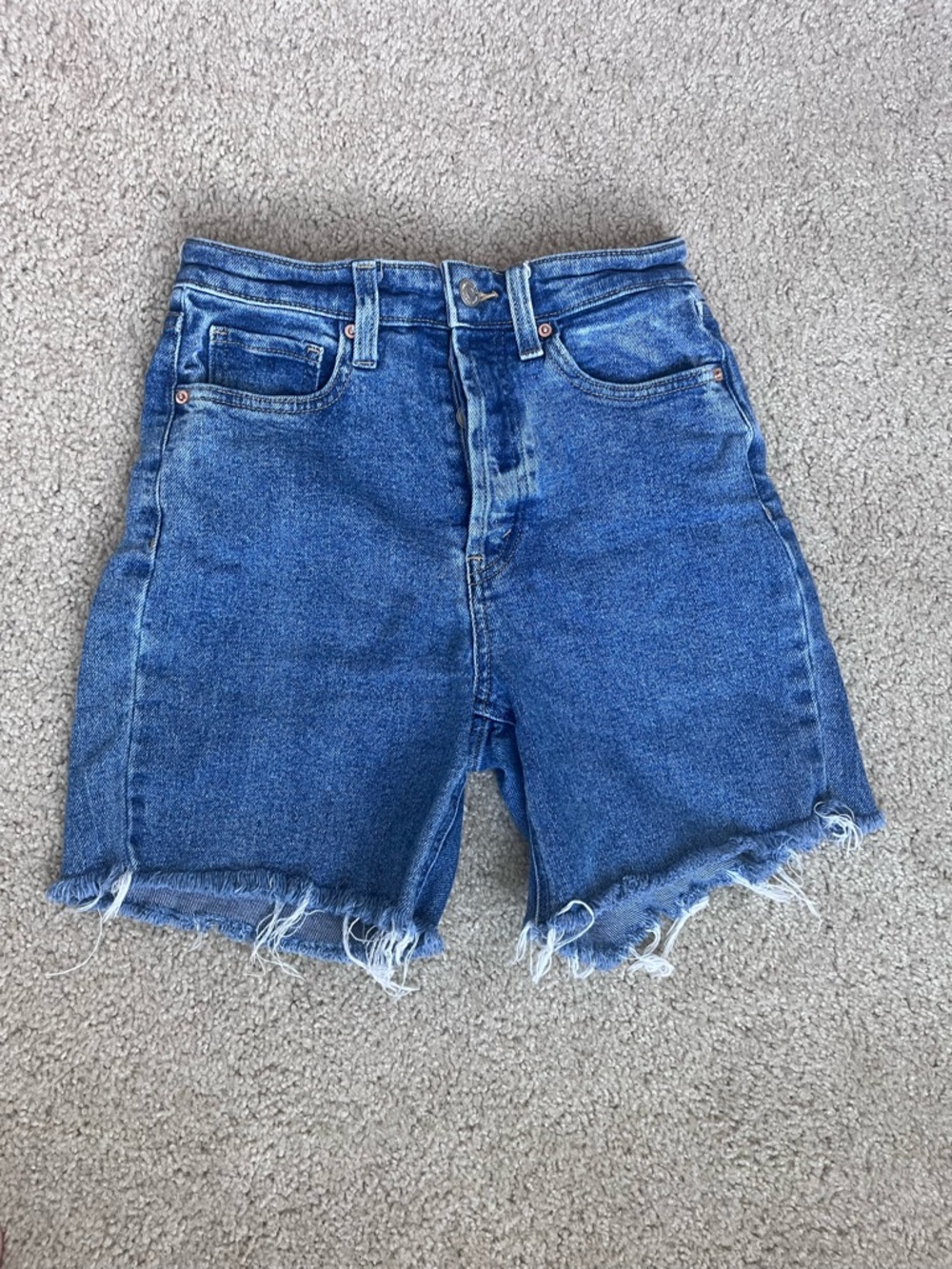 wild fable Blue High-Rise Frayed Hem Jean Shorts